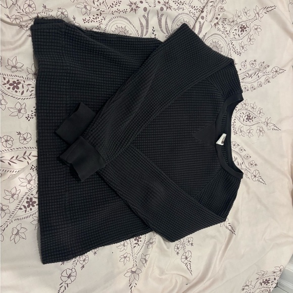 The North Face Black/dark gray Waffle Knit Sweatshirt - Picture 2 of 3